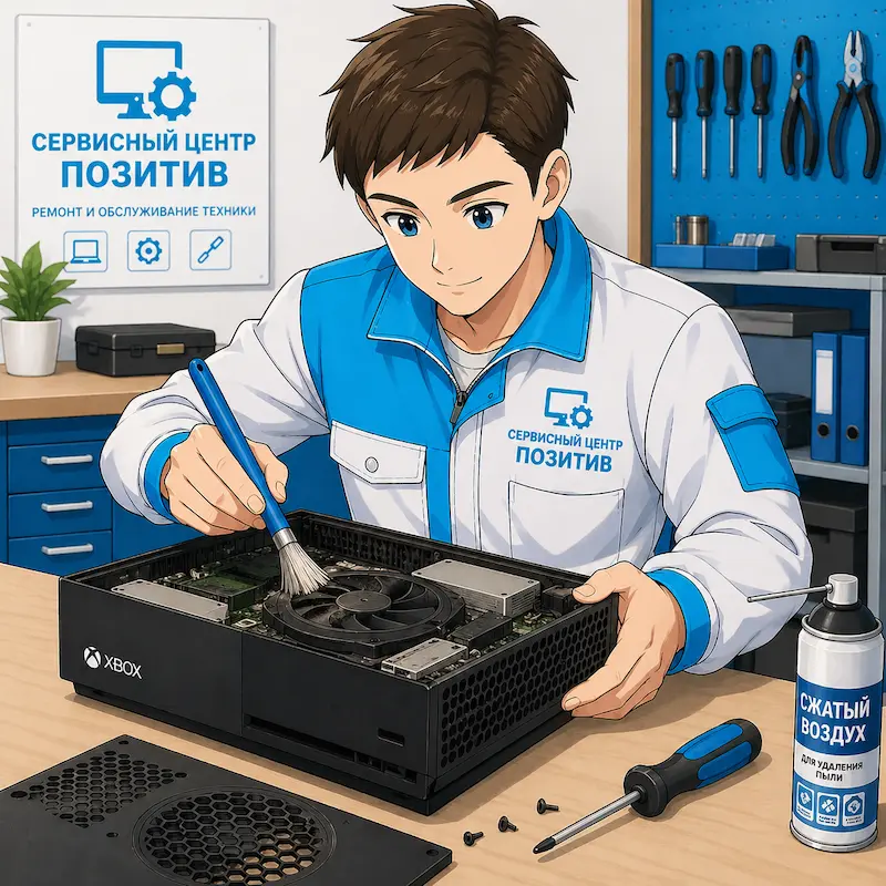 Чистка игровой приставки от пыли и замена термопасты в Новосибирске